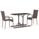 vidaXL 3 Piece Patio Dining Set Brown
