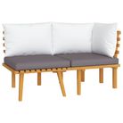 vidaXL 2 Piece Garden Lounge Set with Cushions Solid Acacia Wood