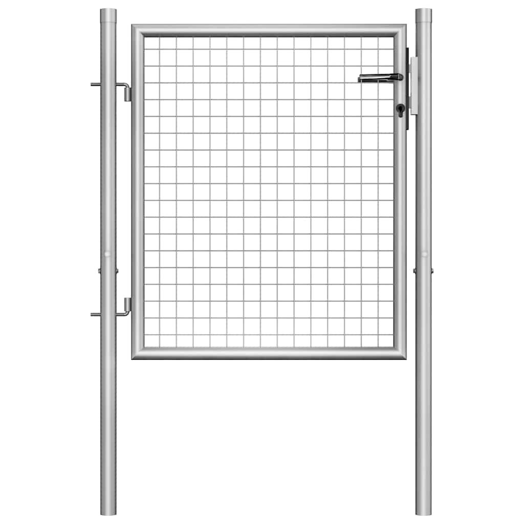 vidaXL Garden Gate Galvanised Steel 39.4x29.5" Silver