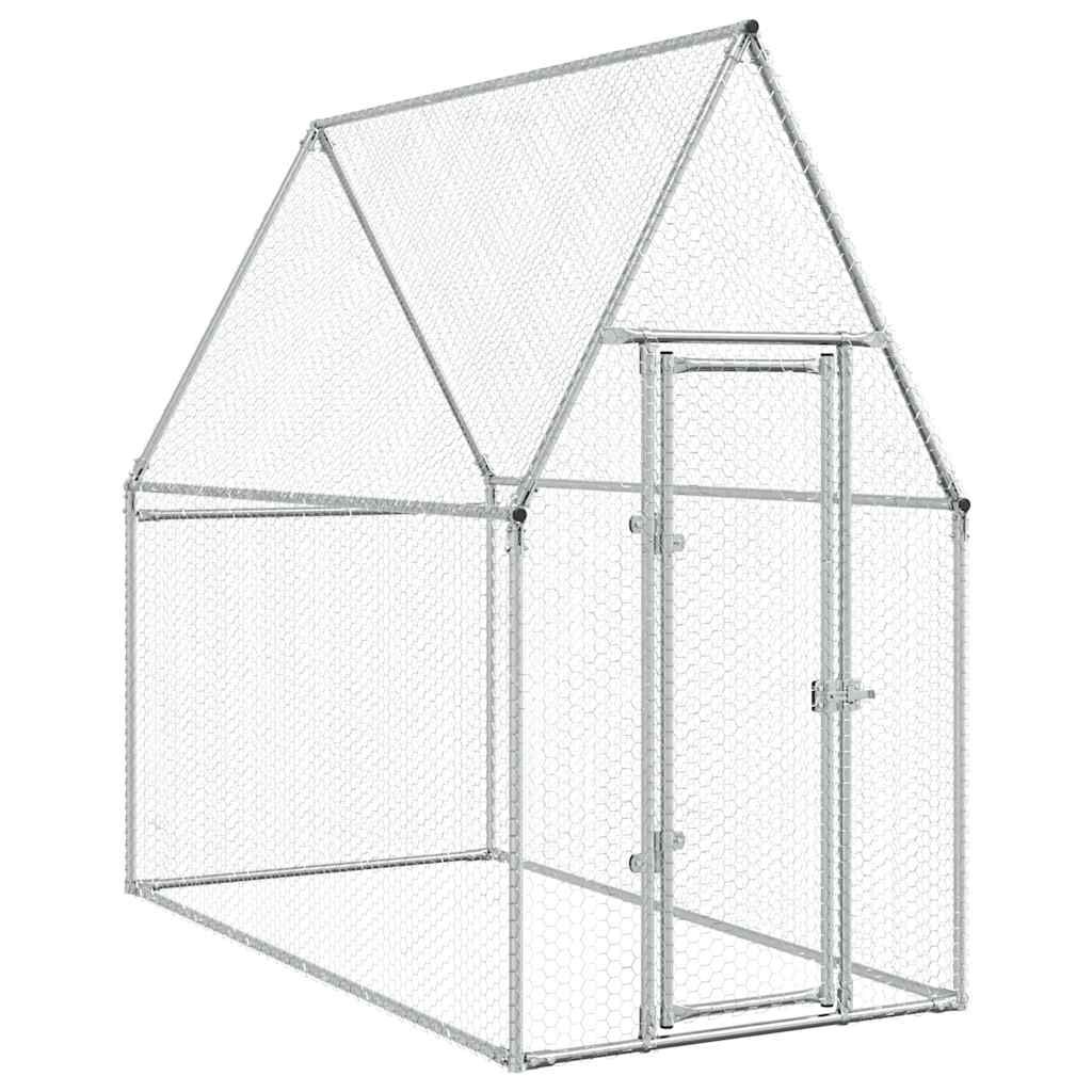 vidaXL Chicken Cage Silver 78.7"x39.4"x74.8" Galvanized Steel