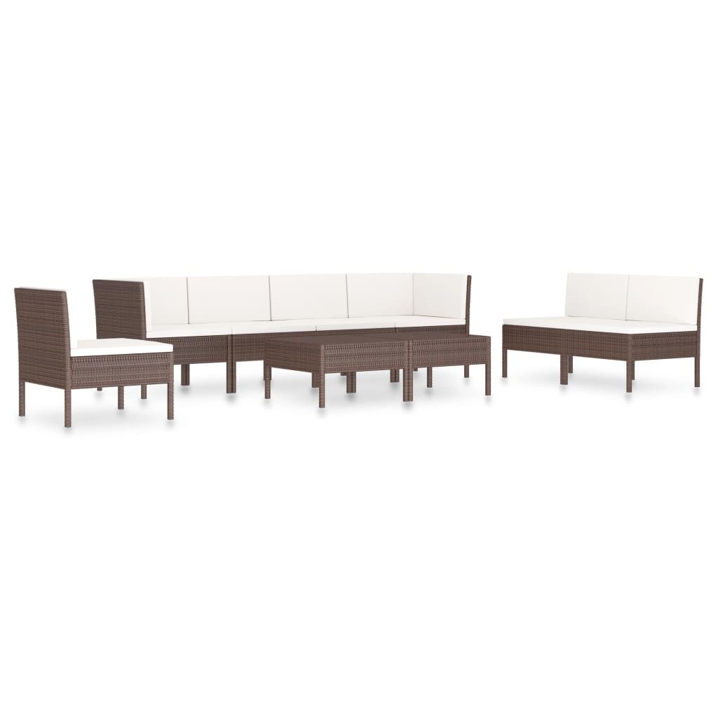 vidaXL 9 Piece Patio Lounge Set with Cushions Poly Rattan Brown