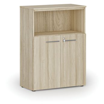 Kombinovaná kancelářská skříň PRIMO WOOD, 800 x 420 x 1087 mm, dub přírodní