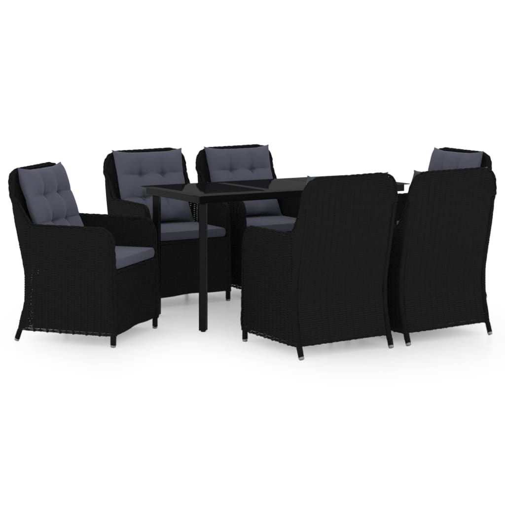 vidaXL 7 Piece Patio Dining Set Black