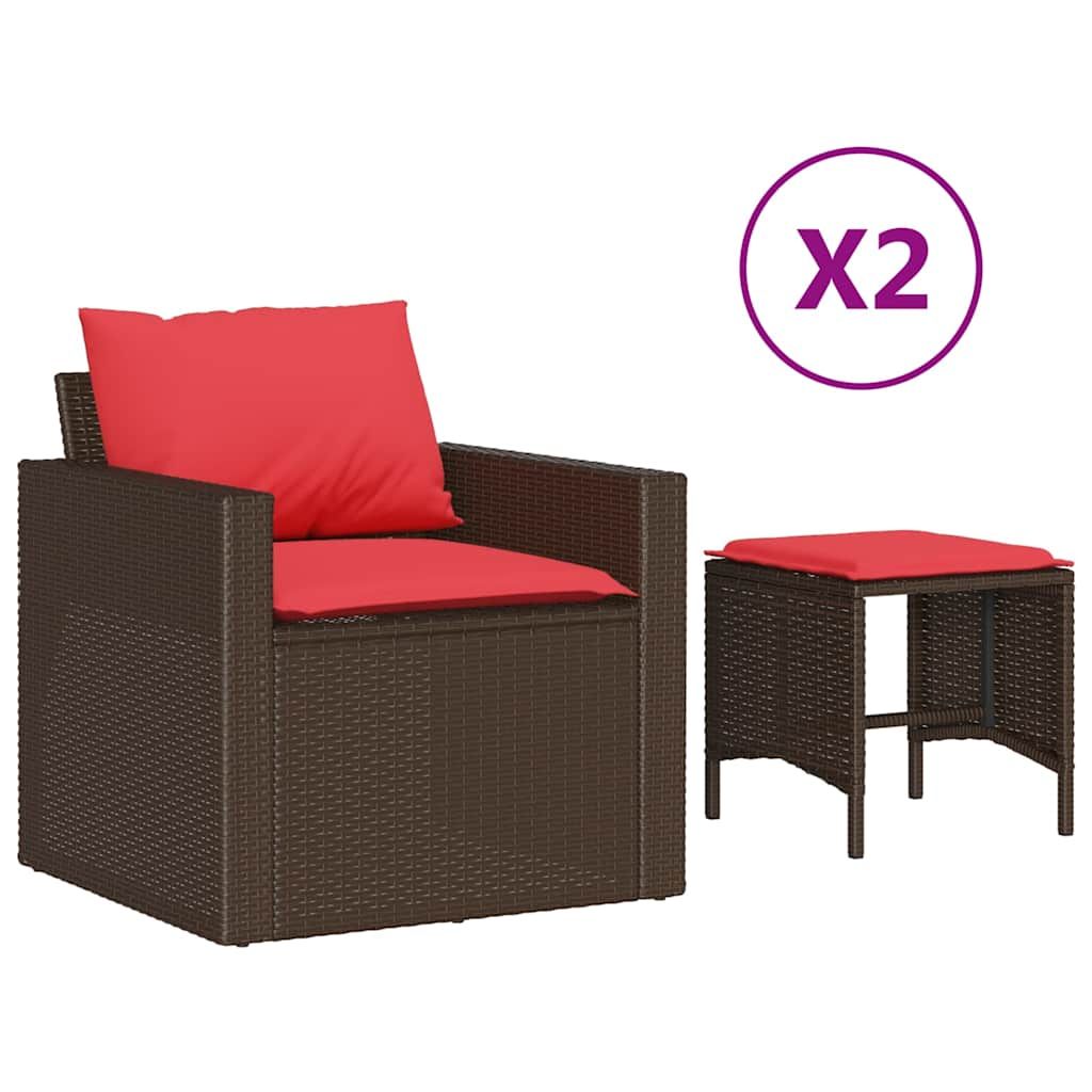 vidaXL 4 Piece Garden Sofa Set with Cushions Brown Poly Rattan