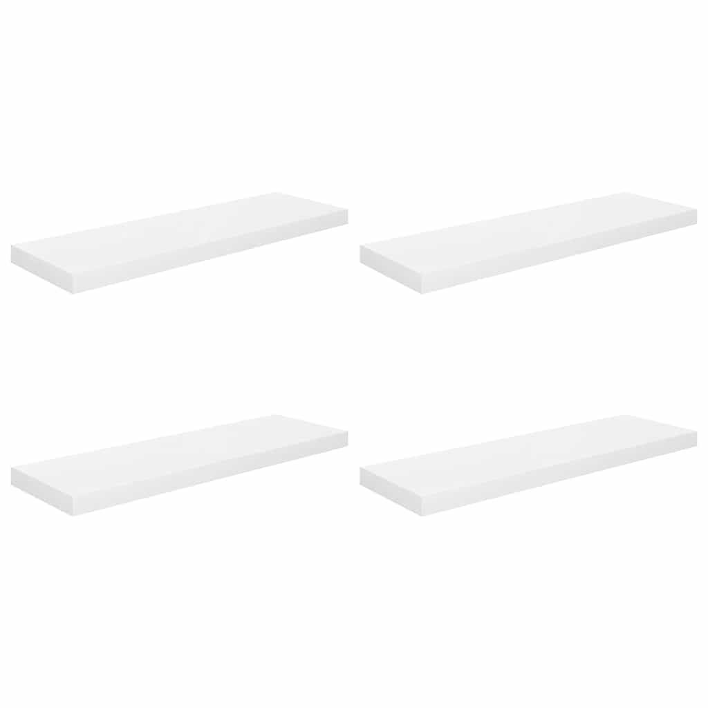 vidaXL Floating Wall Shelves 4 pcs High Gloss White 80x23.5x3.8 cm MDF