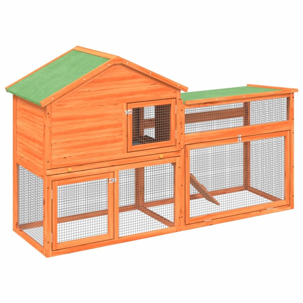 vidaXL Rabbit Hutch Brown 73"x23.8"x43.1" Solid Wood Pine