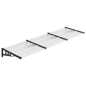 vidaXL Door Canopy Black and Transparent 117.1"x35.4" Polycarbonate