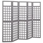 vidaXL 5-Panel Room Divider/Trellis Solid Fir Wood Grey 201.5x180 cm