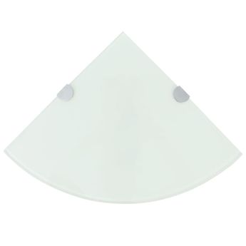 vidaXL Corner Shelf with Chrome Supports Glass White 9.8"x9.8"