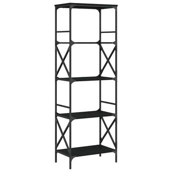 vidaXL Bookcase 5-Tier Black 23.2"x13.8"x67.3" Engineered Wood