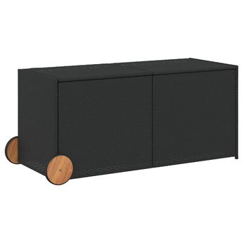 vidaXL Garden Storage Box with Wheels Black 74.8 Gal Poly Rattan