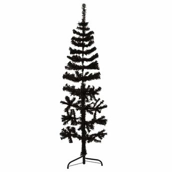 vidaXL Slim Artificial Half Christmas Tree with Stand Black 5 ft