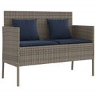 vidaXL Patio Bench with Cushions Gray Poly Rattan