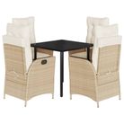 vidaXL 5 Piece Garden Dining Set with Cushions Beige Poly Rattan