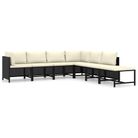 vidaXL 7 Piece Patio Lounge Set with Cushions Poly Rattan Black