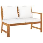 vidaXL Patio Bench 45.1" with Cream Cushion Solid Acacia Wood
