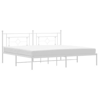 vidaXL Metal Bed Frame without Mattress with Headboard White 76"x79.9"