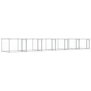 vidaXL Dog Cage with Doors Gray 39.4'x6.6'x4.9' Galvanized Steel