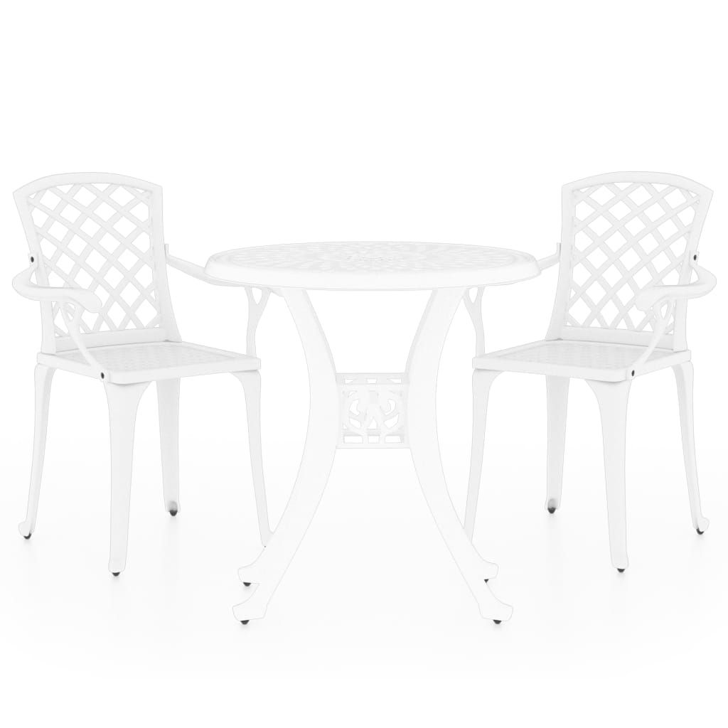 vidaXL 3 Piece Bistro Set Cast Aluminum White