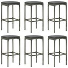 vidaXL Bar Stools with Cushions 6 pcs Grey Poly Rattan