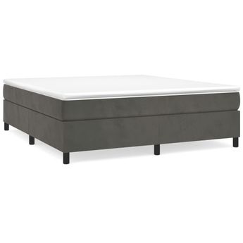 vidaXL Box Spring Bed Frame Dark Grey King Velvet (US Only)