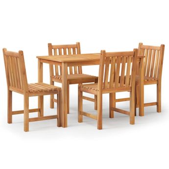 vidaXL 5 Piece Patio Dining Set Solid Wood Teak