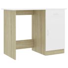 vidaXL Desk White and Sonoma Oak 39.4"x19.7"x29.9" Engineered Wood