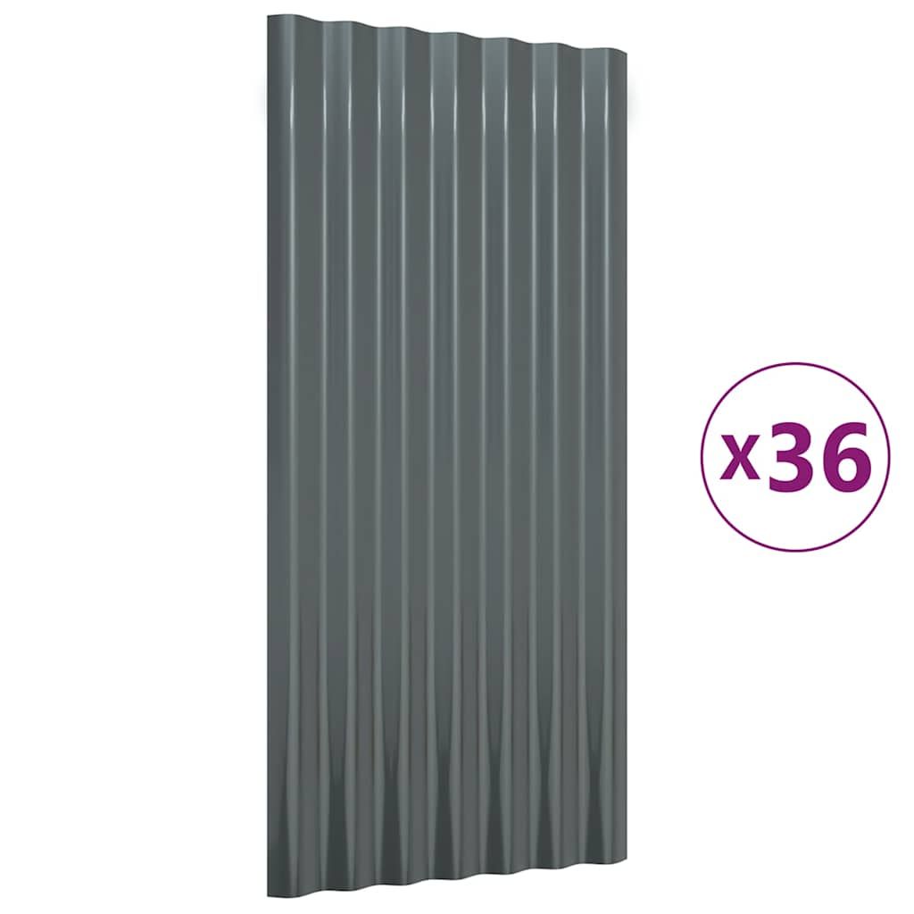 vidaXL Roof Panels 36 pcs Galvanized Steel Anthracite 31.5"x14.2"