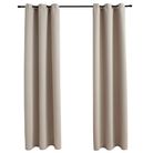 vidaXL Blackout Curtains with Rings 2 pcs Beige 37"x95" Fabric