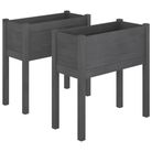 vidaXL Garden Planters 2 pcs Gray 27.6"x12.2"x27.6" Solid Wood Pine