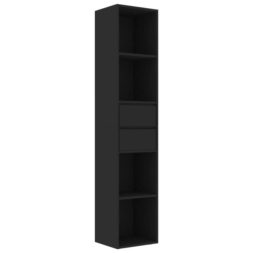 vidaXL Book Cabinet Black 14.2x11.8x67.3" Engineered Wood
