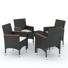 vidaXL 5 Piece Garden Dining Set with Cushions Black