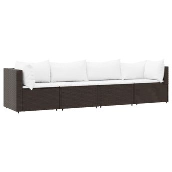 vidaXL 4 Piece Garden Lounge Set with Cushions Brown Poly Rattan