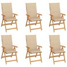 vidaXL Garden Chairs 6 pcs with Beige Cushions Solid Teak Wood
