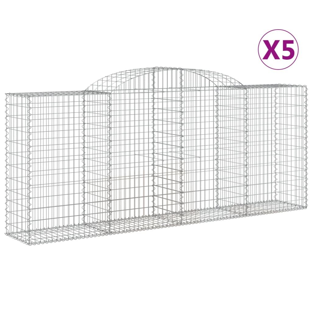 vidaXL Arched Gabion Baskets 5 pcs 300x50x120/140 cm Galvanised Iron