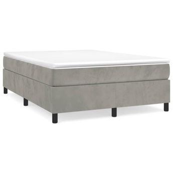 vidaXL Box Spring Bed Frame Light Grey Queen Velvet (US Only)