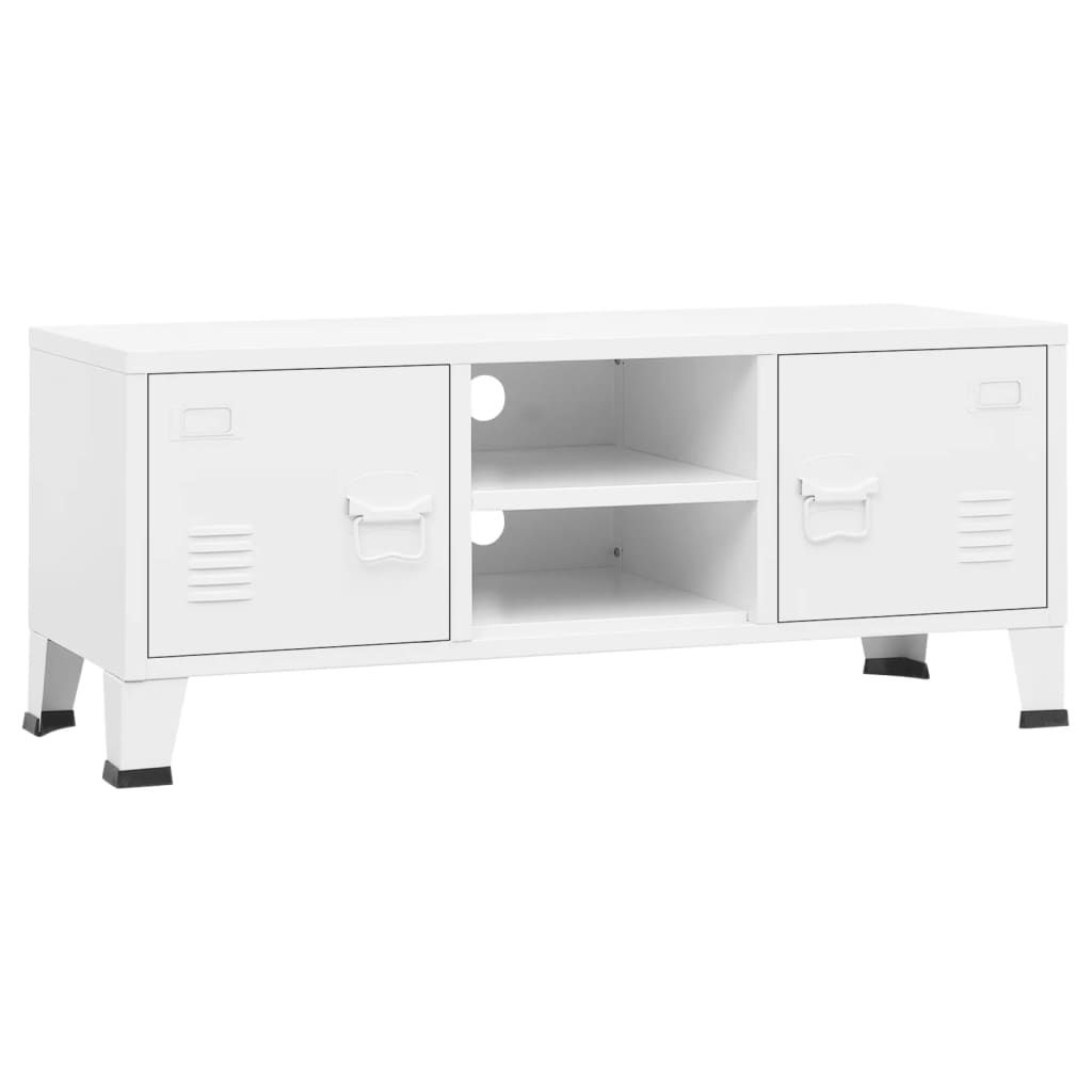 vidaXL Industrial TV Stand White 41.3"x13.8"x16.5" Metal