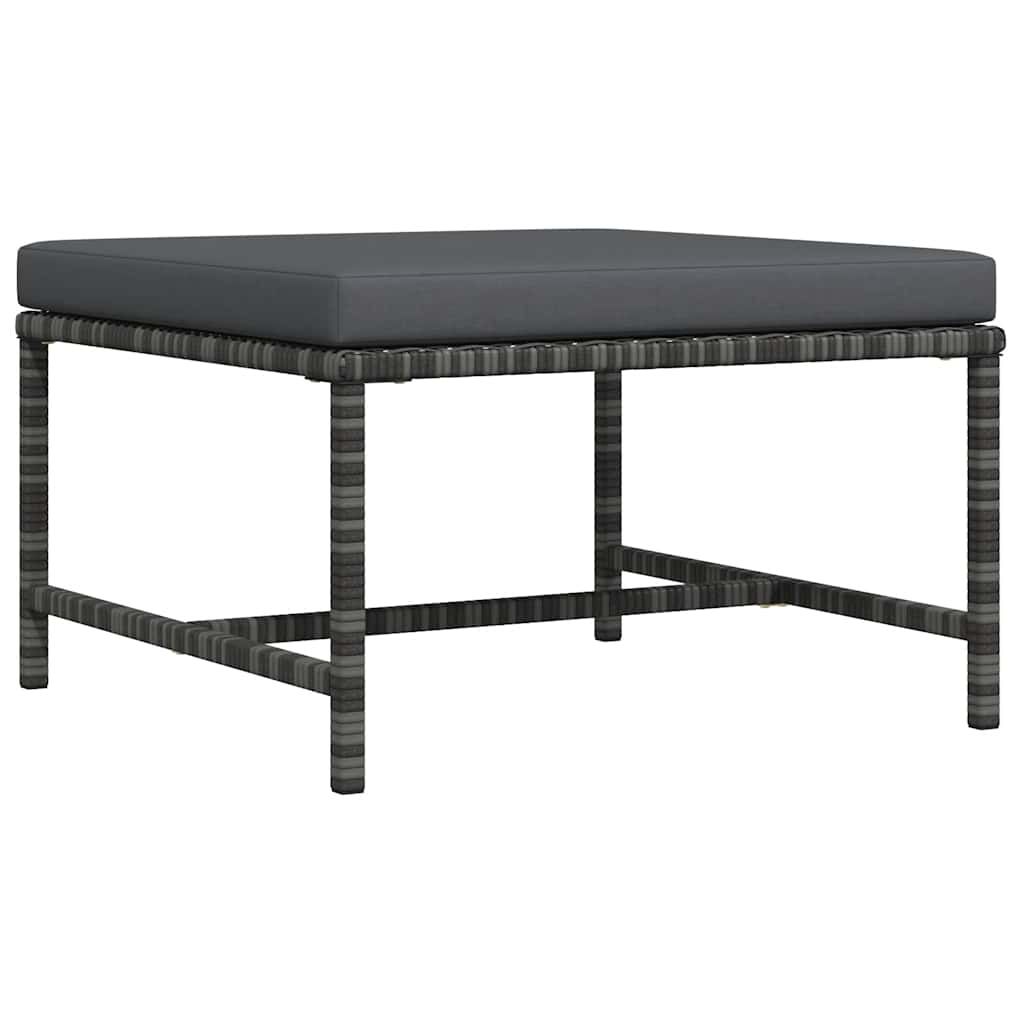 vidaXL Sectional Footrest with Cushion Gray Poly Rattan