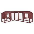 vidaXL Outdoor Rabbit Hutch with Run Mocca and White Solid Fir Wood