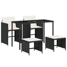 vidaXL 5 Piece Patio Dining Set with Cushions Black Poly Rattan