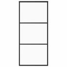 vidaXL Sliding Door ESG Glass and Aluminum 35.4"x80.7" Black