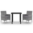 vidaXL 3 Piece Garden Dining Set with Cushions Poly Rattan and Glass