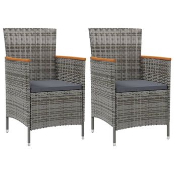 vidaXL Garden Dining Chairs 2 pcs Poly Rattan Grey