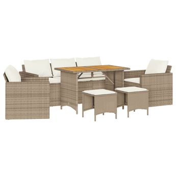 vidaXL 6 Piece Garden Sofa Set with Cushions Beige Poly Rattan