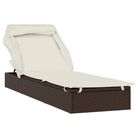 vidaXL Sunbed with Foldable Roof Brown 83.9"x24.8"x38.2" Poly Rattan