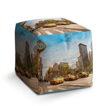 Sablio Taburet Cube Žluté taxiky 2 - 60x60x60 cm
