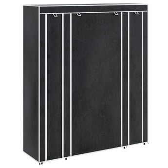 vidaXL Fabric Wardrobe with Compartments and Rods 17.7"x59"x69" Black