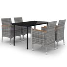 vidaXL 5 Piece Garden Dining Set with Cushions Poly Rattan and Glass