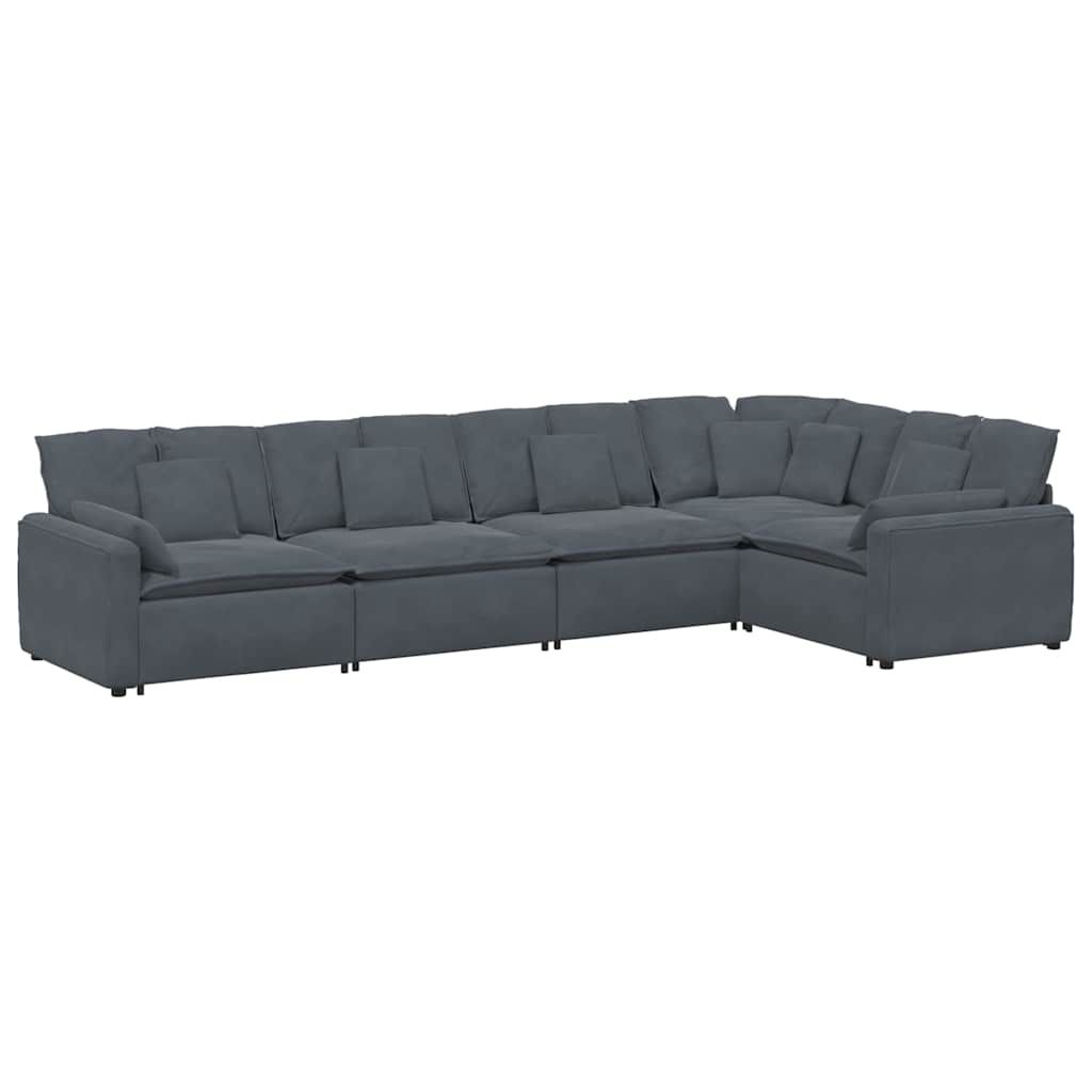 vidaXL Modular Sofa with Cushions Velvet Dark Gray