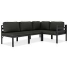 vidaXL 4 Piece Patio Lounge Set with Cushions Aluminum Anthracite